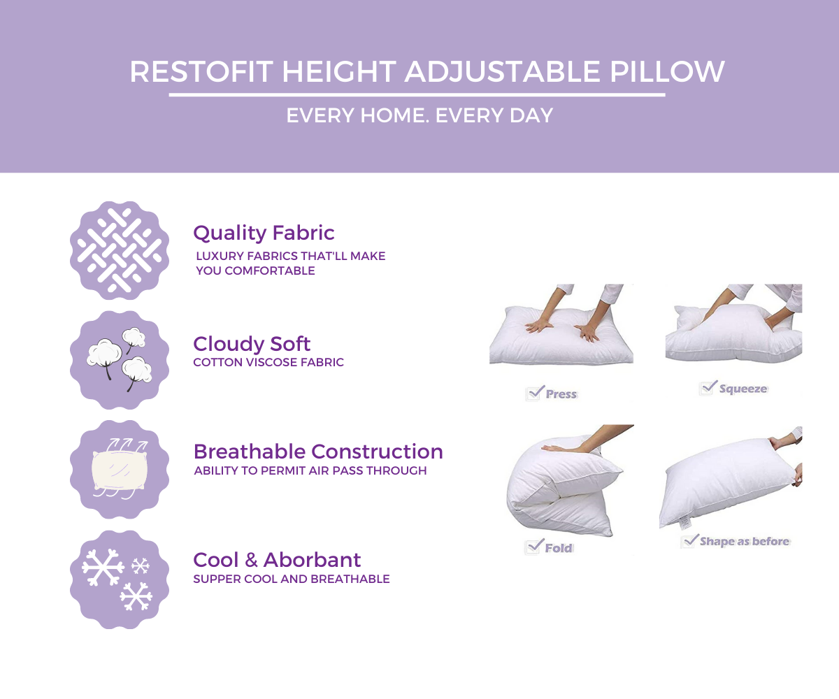 Premium Cloud Sleeping Pillow (Height Adjustable) - Gray